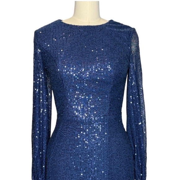 Mac Duggal 42018 Navy Sequin Cocktail Dress Size 8 NWT $358 - Picture 9 of 12
